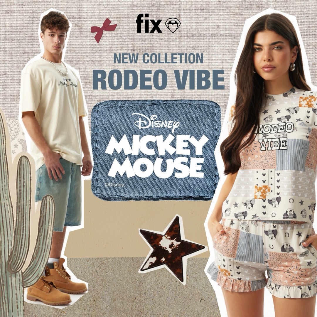 המערב הפרוע, אבל בגרסה הכי אופנתית שיש 🤠✨
הקולקציה החדשה של FIX משלבת בין Mickey Mouse ל-Rodeo Vibe בלוק שהוא גם טרנדי, גם מיוחד וגם מלא סטייל.
גוונים רכים, פרינטים בולטים ולוק שמרגיש הכי נכון עכשיו.
זה לא רק לוק 👈 זו אווירה!

#אייסמול #אילת #שופינג #fix